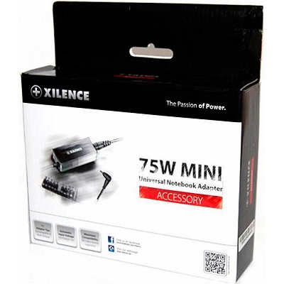XILENCE XP-LP75.XM008, 75W Mini, Universal Notebook Power Adapter, 9 (+LENOVO) different tips, LED .