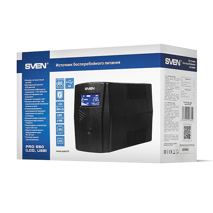 SVEN Pro 650 (LCD,USB), Line-interactive UPS wi...