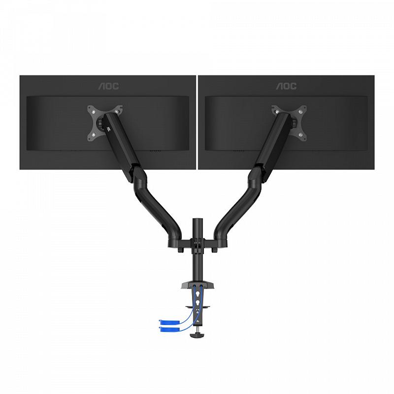 Arm for 2 monitors 13”-31.5” -  AOC AD110DX with integrated USB Hub, Black, USB Hub: USB-C + USB3.0.