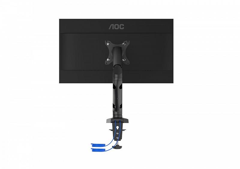 Arm for 1 monitors 13”-31.5” -  AOC AS110DX with integrated USB Hub, Black, USB Hub: USB-C + USB3.0.