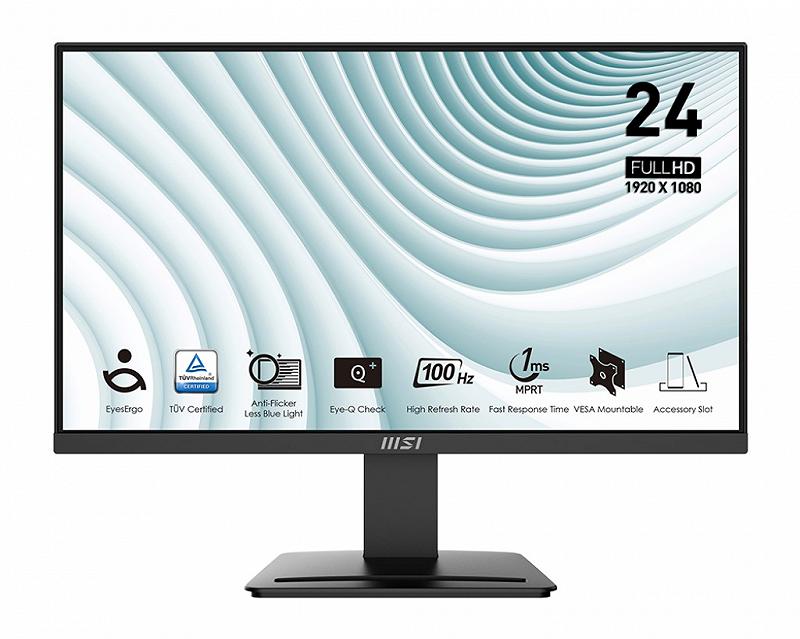 23.8” Monitor MSI PRO MP2412/ 1ms/ 100Hz/ Black